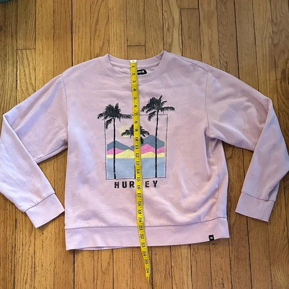 Hurley Light Pink Palm Graphic Sweatshirt size SMALL - Picture 4 of 8